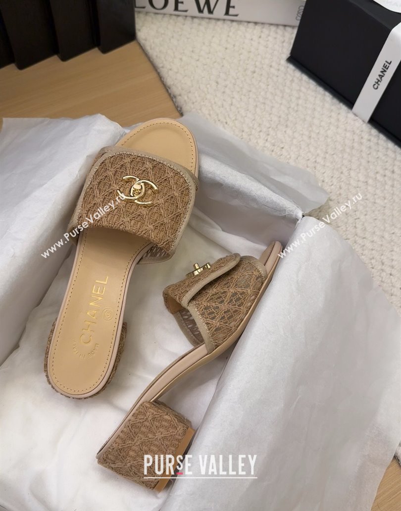 Chanel Crochet Heel Slides Sandal 5cm with Foldover G45474 Brown 2025 (MD-250415078)
