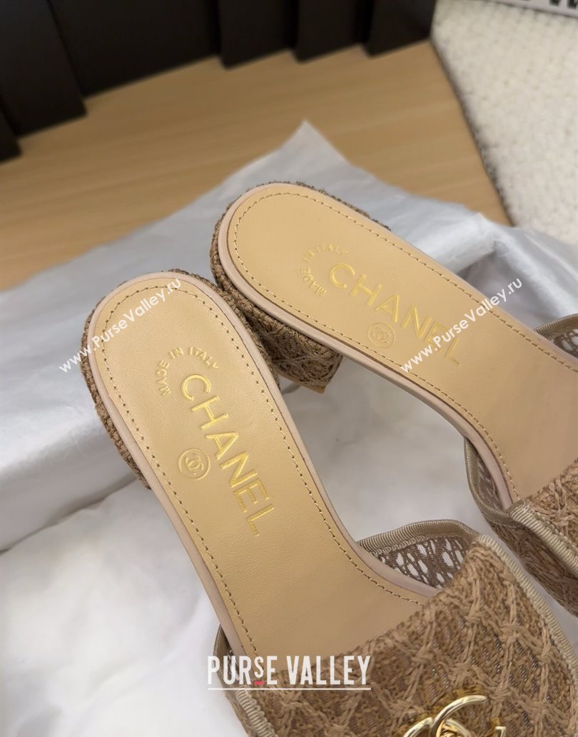 Chanel Crochet Heel Slides Sandal 5cm with Foldover G45474 Brown 2025 (MD-250415078)