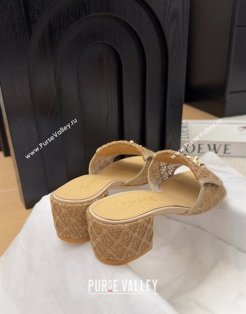 Chanel Crochet Heel Slides Sandal 5cm with Foldover G45474 Brown 2025 (MD-250415078)