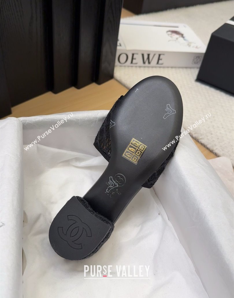Chanel Crochet Heel Slides Sandal 5cm with Foldover G45474 Black 2025 (MD-250415079)