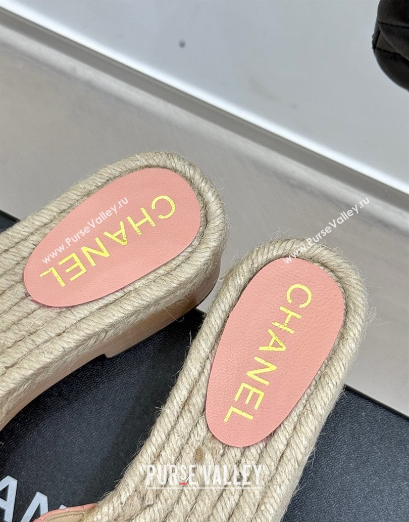 Chanel Calfskin Platform Slides Sandal 4cm with Camellia Light Pink 2025 CH041608 (MD-250416059)