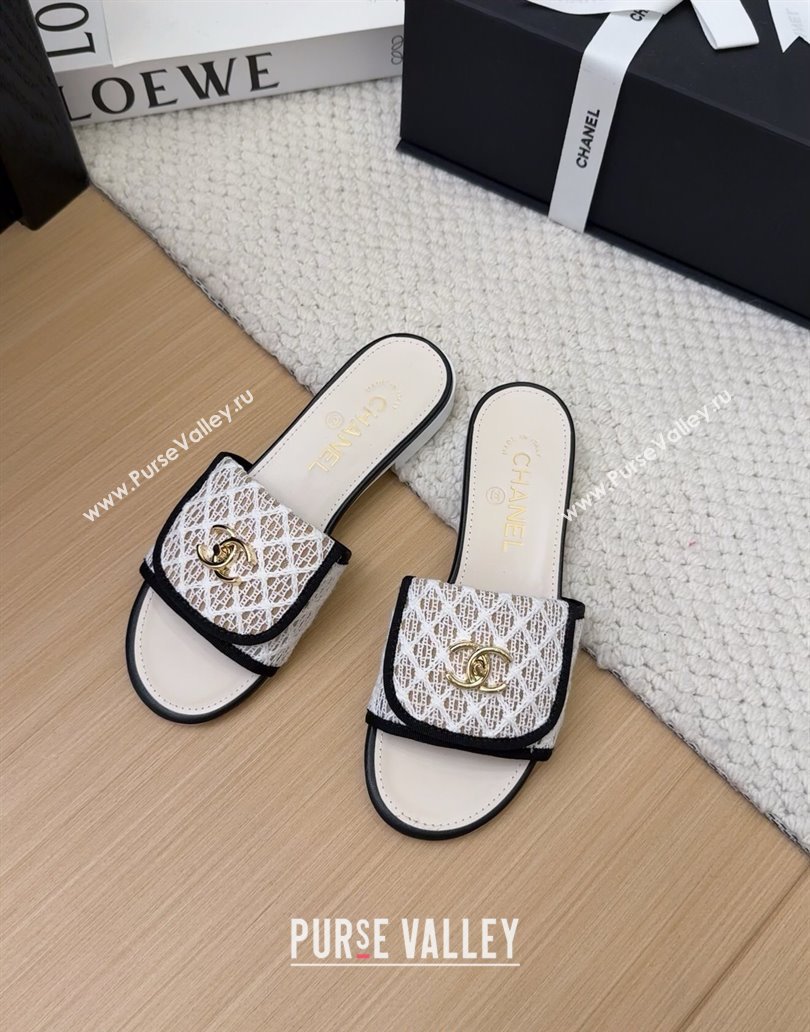 Chanel Crochet Flat Slides Sandal with Foldover G45474 White 2025 (MD-250415072)