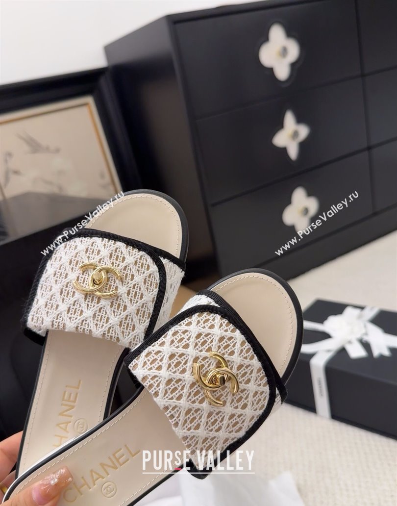 Chanel Crochet Flat Slides Sandal with Foldover G45474 White 2025 (MD-250415072)
