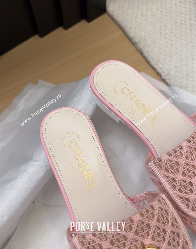 Chanel Crochet Flat Slides Sandal with Foldover G45474 Light Pink 2025 (MD-250415073)
