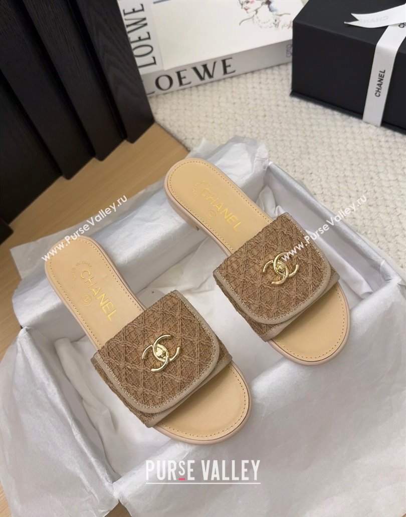 Chanel Crochet Flat Slides Sandal with Foldover G45474 Brown 2025 (MD-250415074)