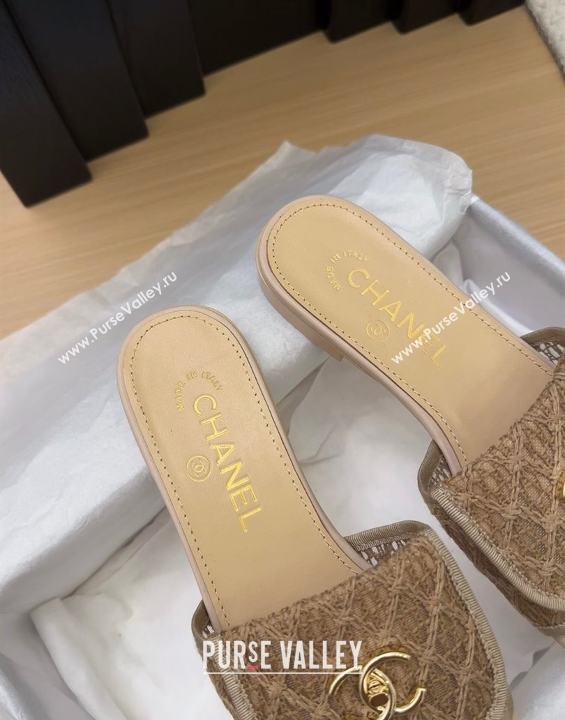 Chanel Crochet Flat Slides Sandal with Foldover G45474 Brown 2025 (MD-250415074)