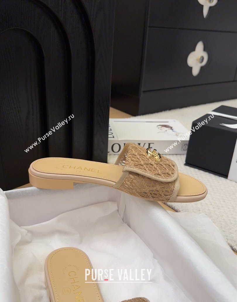 Chanel Crochet Flat Slides Sandal with Foldover G45474 Brown 2025 (MD-250415074)