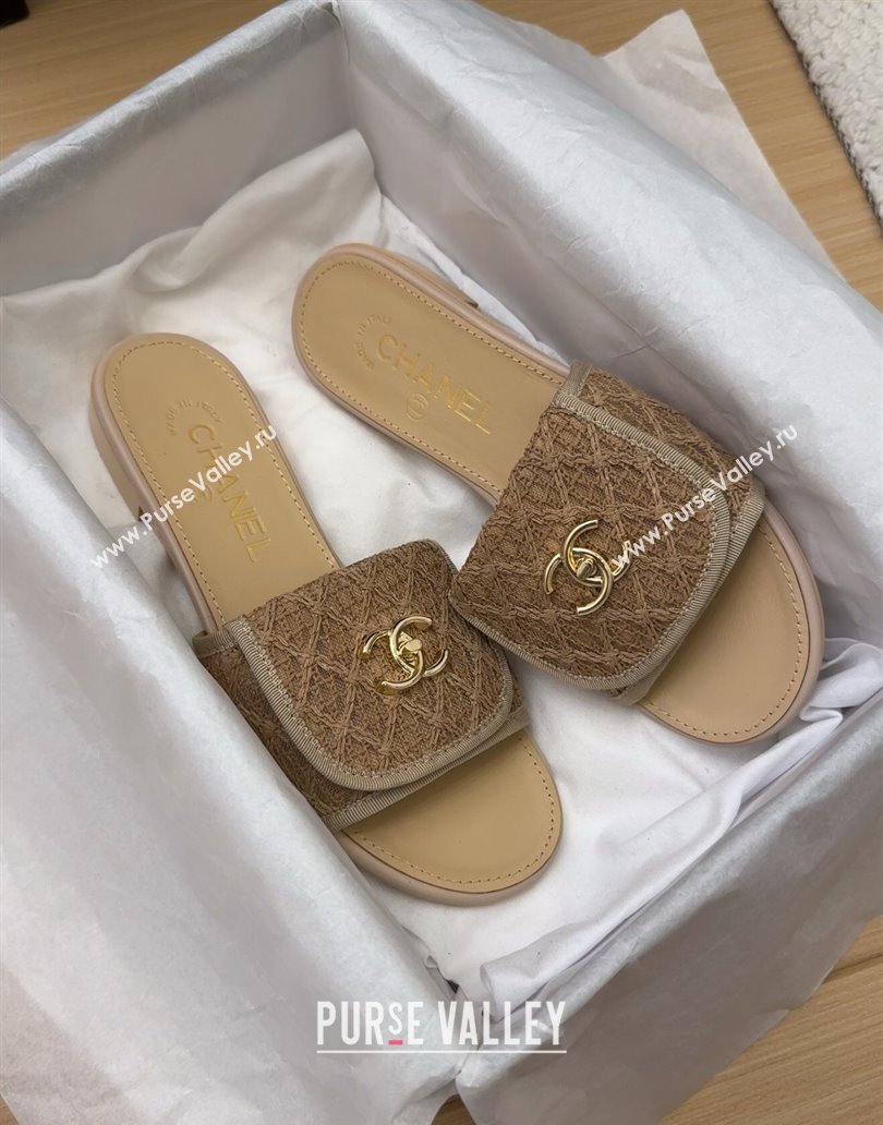 Chanel Crochet Flat Slides Sandal with Foldover G45474 Brown 2025 (MD-250415074)