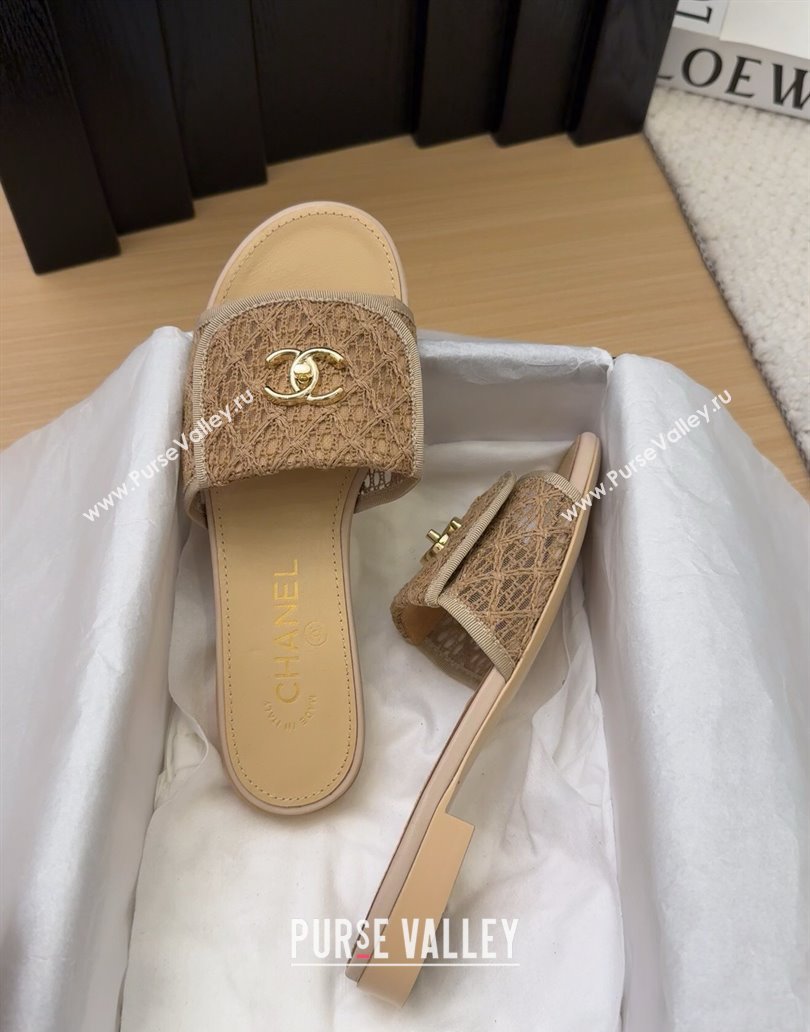 Chanel Crochet Flat Slides Sandal with Foldover G45474 Brown 2025 (MD-250415074)