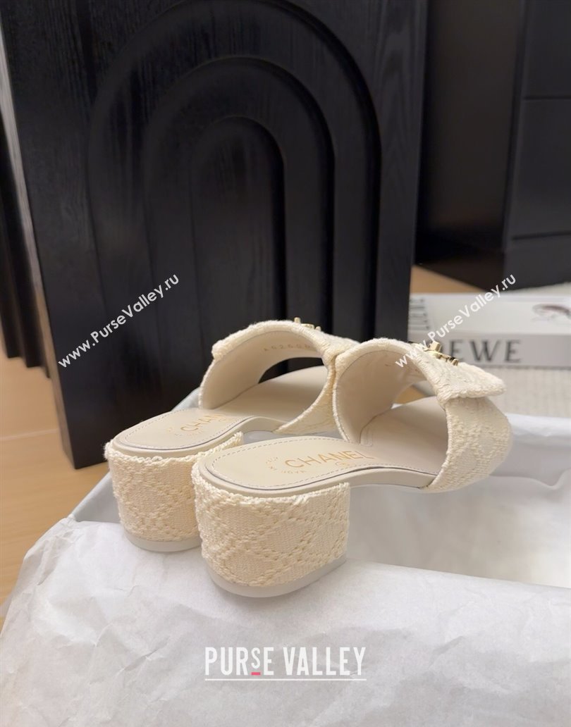 Chanel Knit Heel Slides Sandal 5cm with Foldover G45474 White 2025 (MD-250415080)