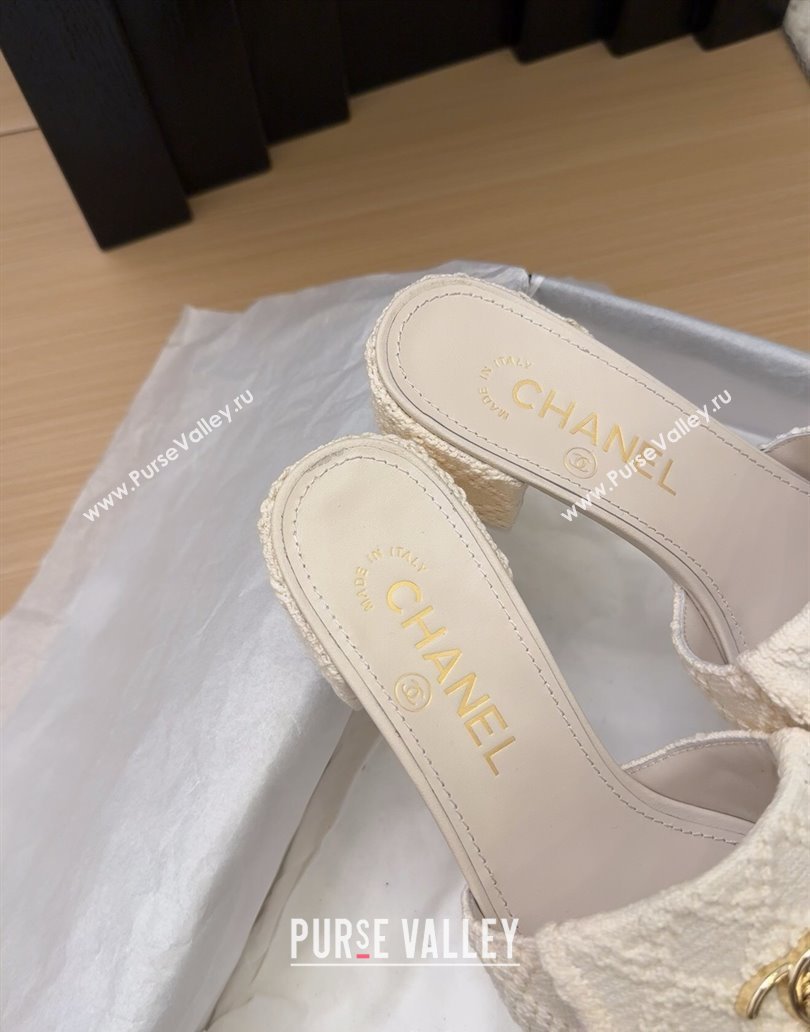 Chanel Knit Heel Slides Sandal 5cm with Foldover G45474 White 2025 (MD-250415080)