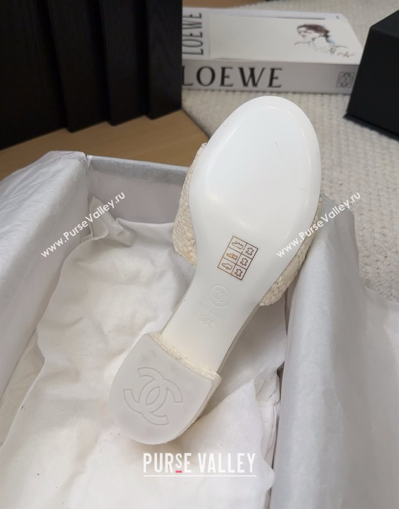 Chanel Knit Heel Slides Sandal 5cm with Foldover G45474 White 2025 (MD-250415080)