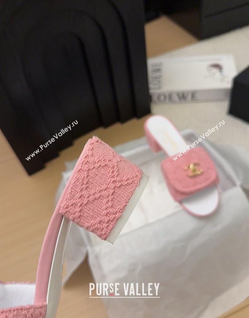 Chanel Knit Heel Slides Sandal 5cm with Foldover G45474 Light Pink 2025 (MD-250415081)