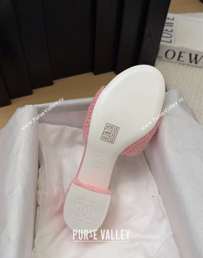Chanel Knit Heel Slides Sandal 5cm with Foldover G45474 Light Pink 2025 (MD-250415081)