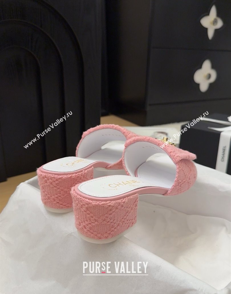 Chanel Knit Heel Slides Sandal 5cm with Foldover G45474 Light Pink 2025 (MD-250415081)