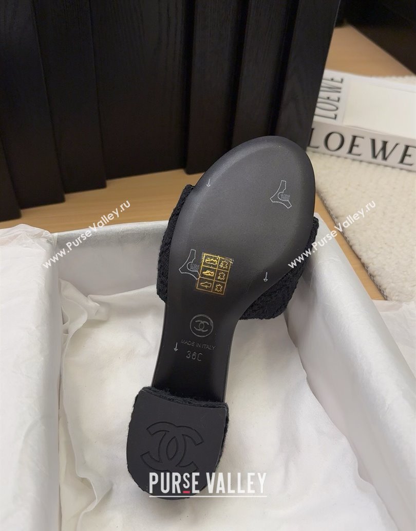 Chanel Knit Heel Slides Sandal 5cm with Foldover G45474 Black 2025 (MD-250415082)
