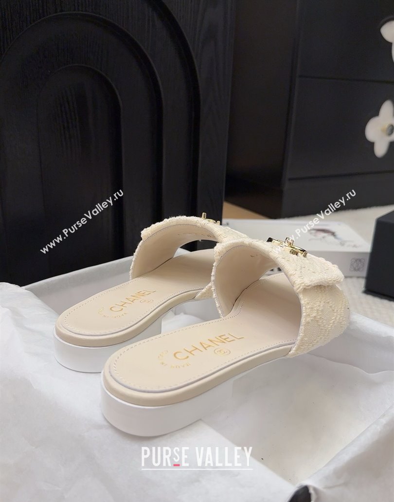 Chanel Knit Flat Slides Sandal with Foldover G45474 White 2025 (MD-250415083)