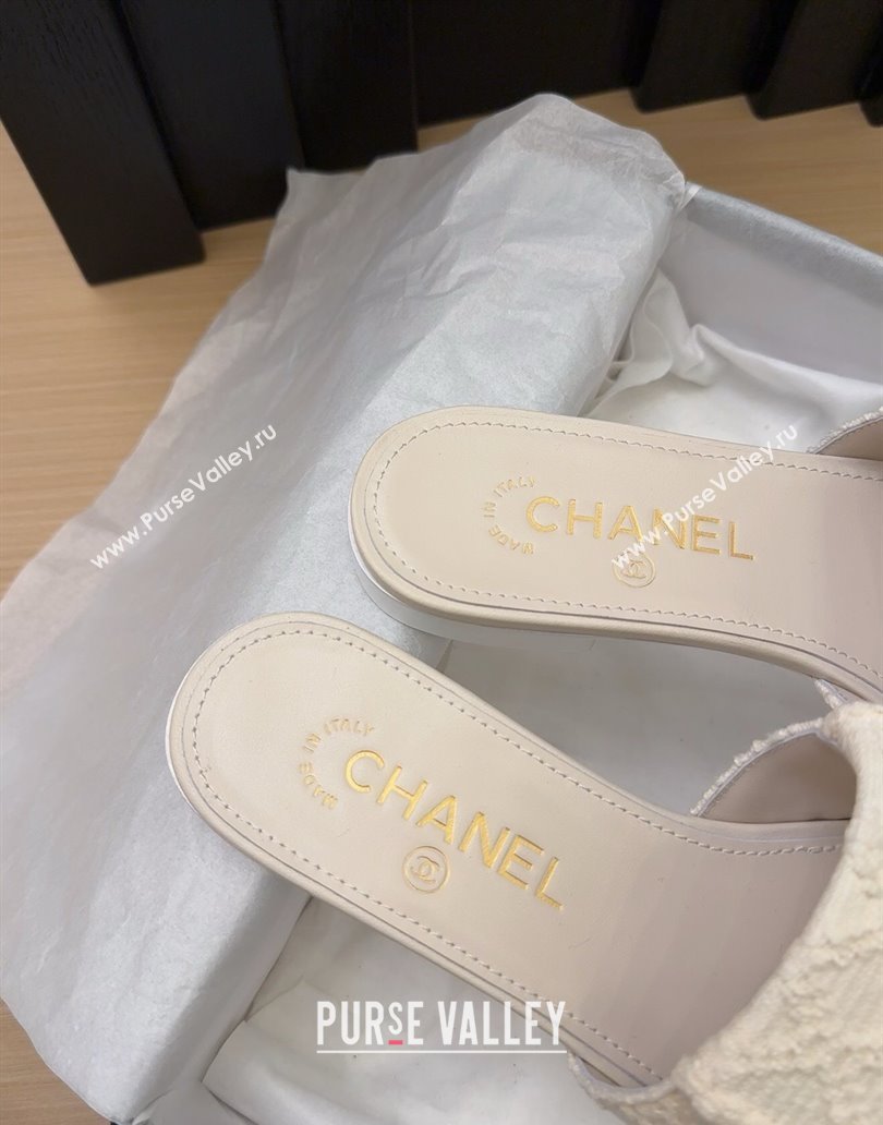 Chanel Knit Flat Slides Sandal with Foldover G45474 White 2025 (MD-250415083)