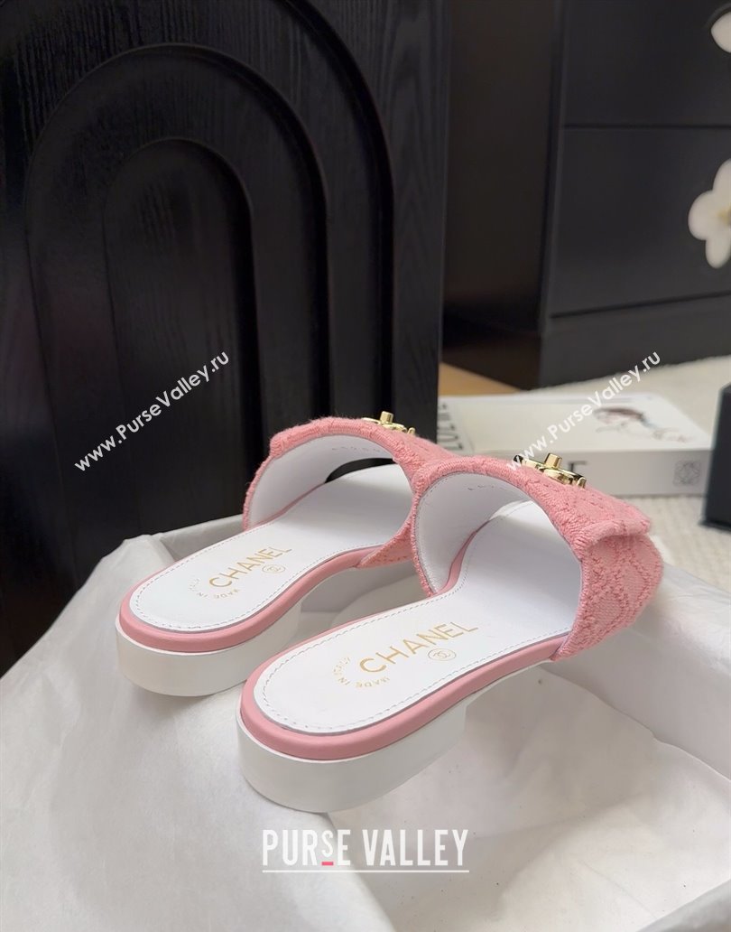 Chanel Knit Flat Slides Sandal with Foldover G45474 Light Pink 2025 (MD-250415084)
