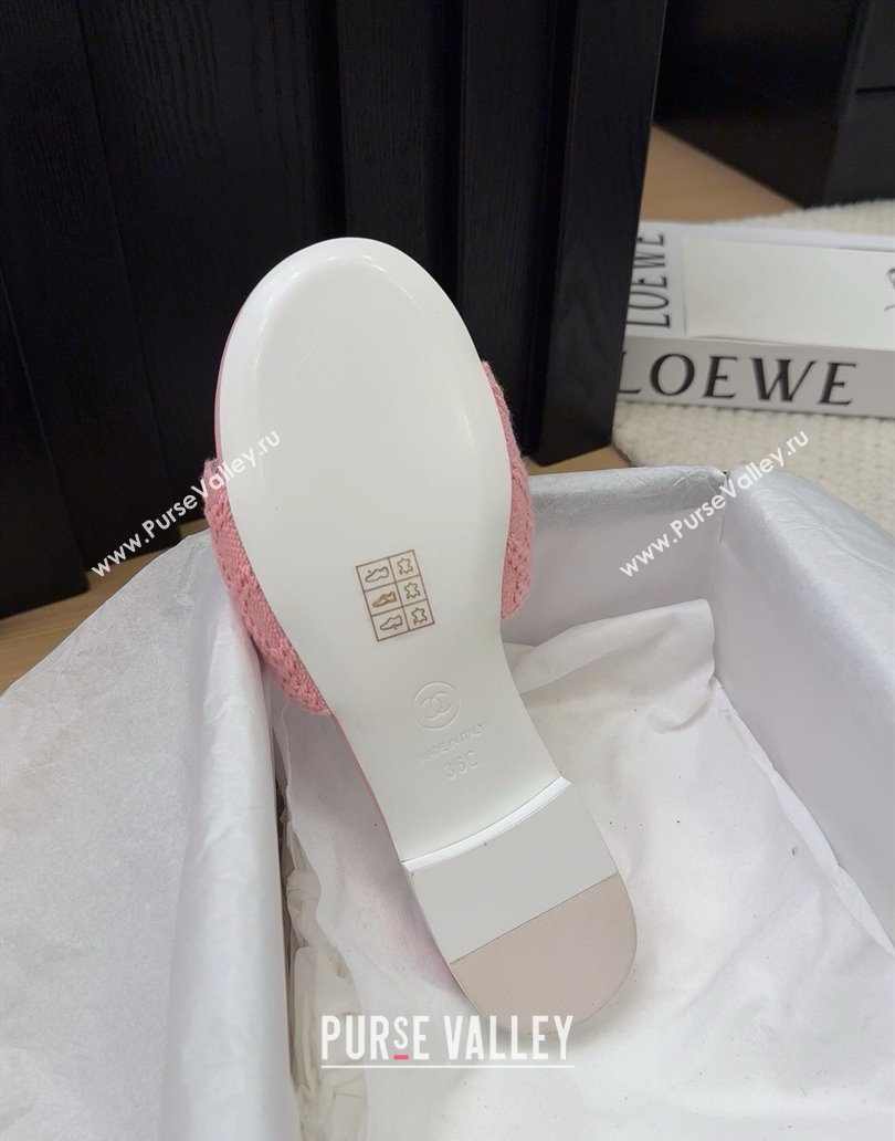 Chanel Knit Flat Slides Sandal with Foldover G45474 Light Pink 2025 (MD-250415084)