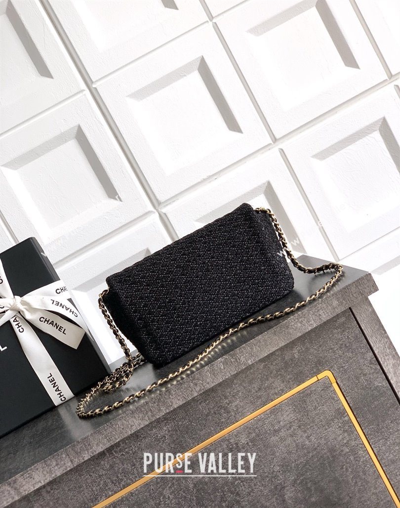 Chanel Braided Lurex Silver-Tone Metal Flap Bag AS5279 Black 2025 (yezi-250526001)