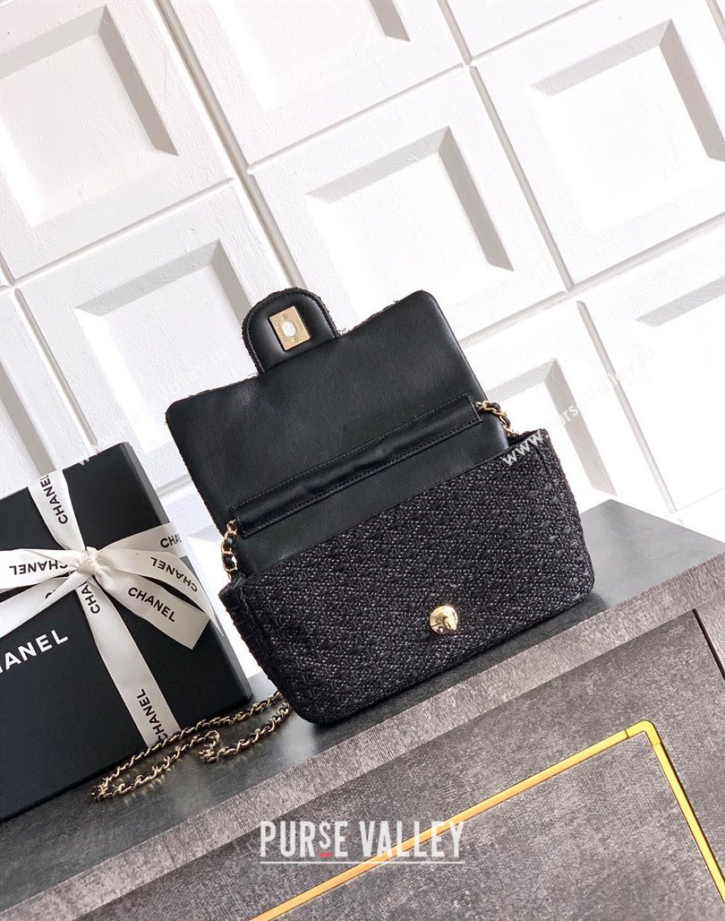 Chanel Braided Lurex Silver-Tone Metal Flap Bag AS5279 Black 2025 (yezi-250526001)