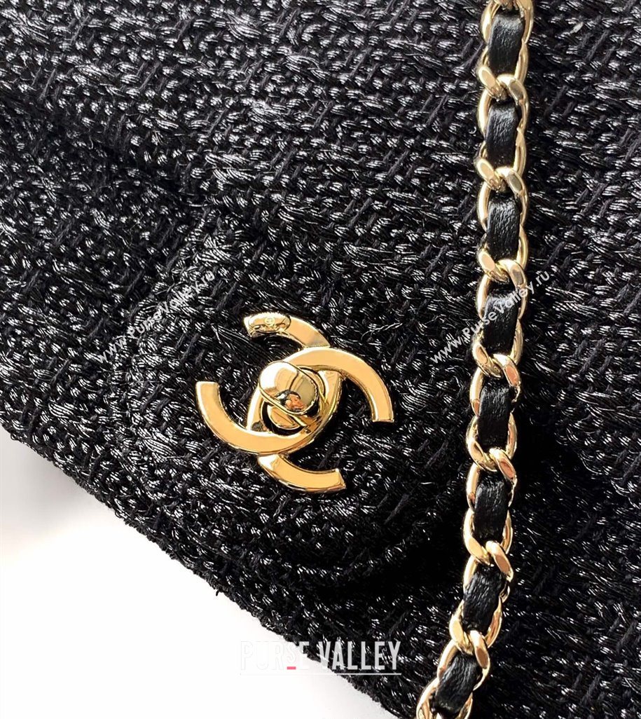 Chanel Braided Lurex Silver-Tone Metal Flap Bag AS5279 Black 2025 (yezi-250526001)