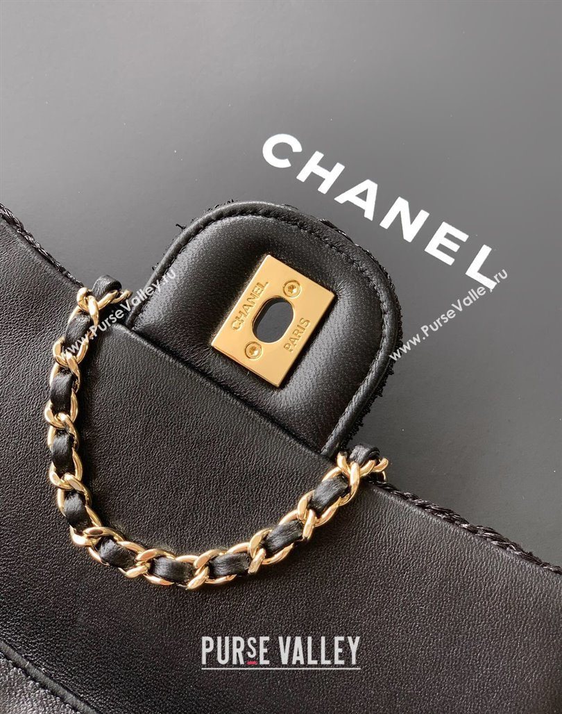 Chanel Braided Lurex Silver-Tone Metal Flap Bag AS5279 Black 2025 (yezi-250526001)