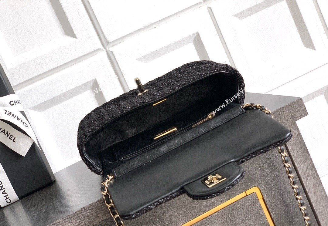 Chanel Braided Lurex Silver-Tone Metal Flap Bag AS5279 Black 2025 (yezi-250526001)