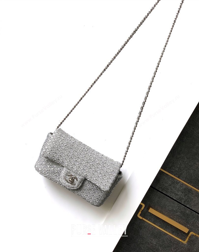 Chanel Braided Lurex Silver-Tone Metal Flap Bag AS5279 Silver 2025 (yezi-250526002)