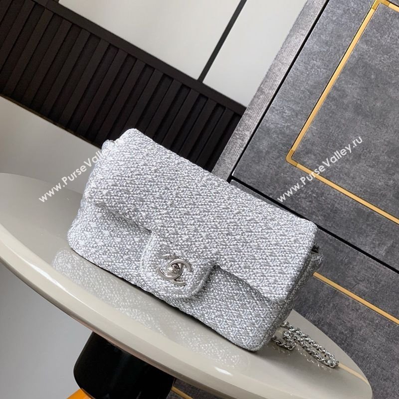 Chanel Braided Lurex Silver-Tone Metal Flap Bag AS5279 Silver 2025 (yezi-250526002)