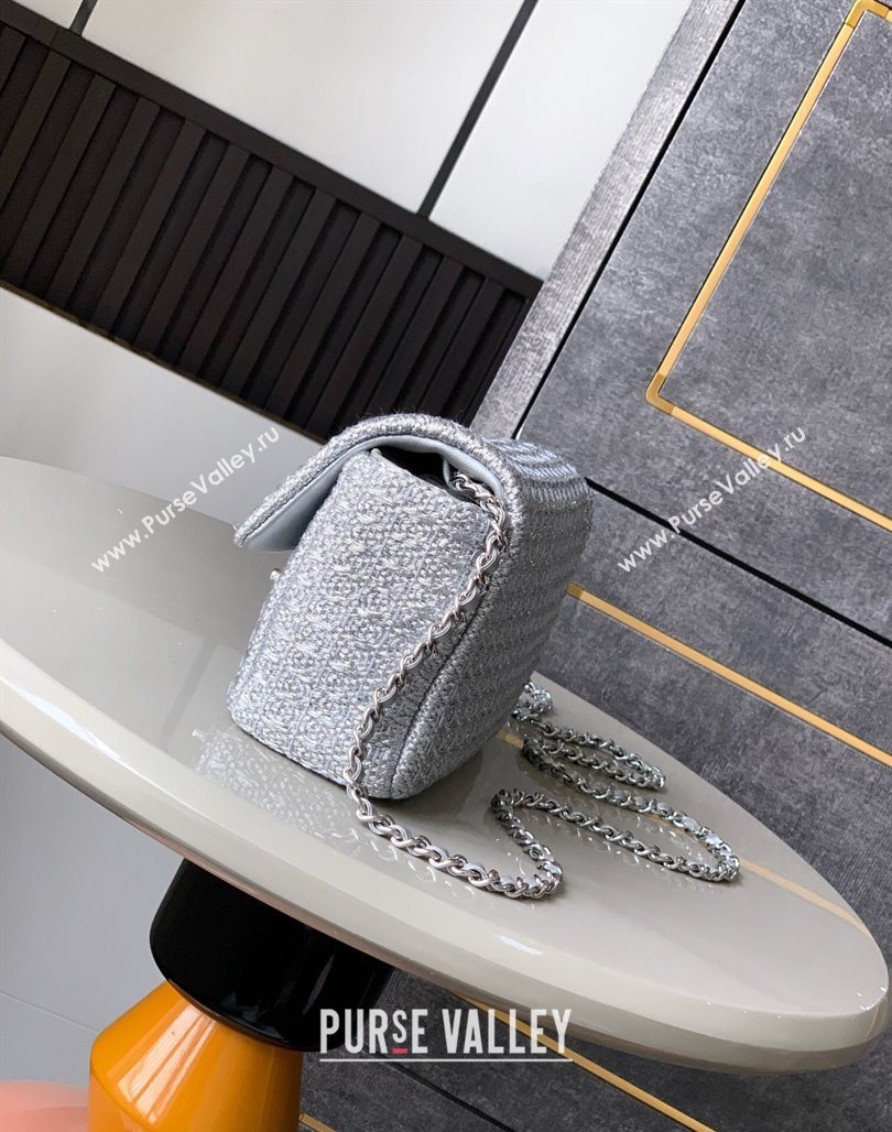 Chanel Braided Lurex Silver-Tone Metal Flap Bag AS5279 Silver 2025 (yezi-250526002)