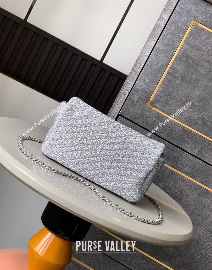 Chanel Braided Lurex Silver-Tone Metal Flap Bag AS5279 Silver 2025 (yezi-250526002)