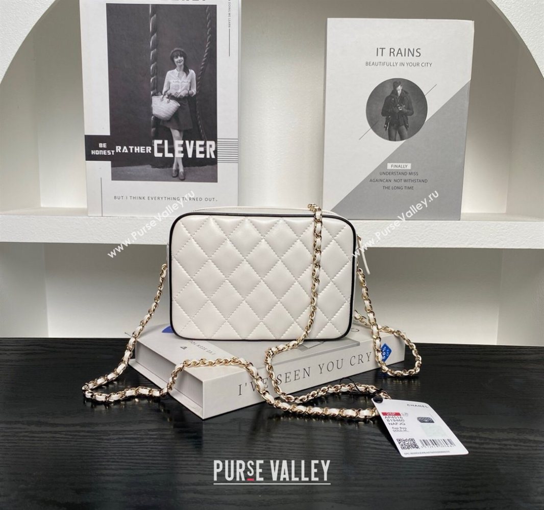 Chanel Lambskin Mini Camera bag White 2025 AP4516 (yezi-250526016)