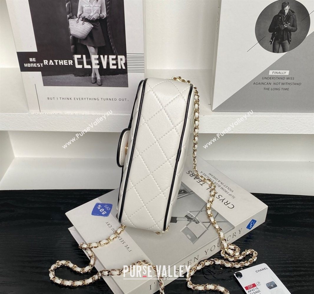 Chanel Lambskin Mini Camera bag White 2025 AP4516 (yezi-250526016)