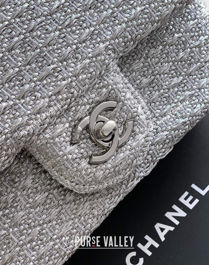 Chanel Braided Lurex Silver-Tone Metal Flap Bag AS5279 Silver 2025 (yezi-250526002)
