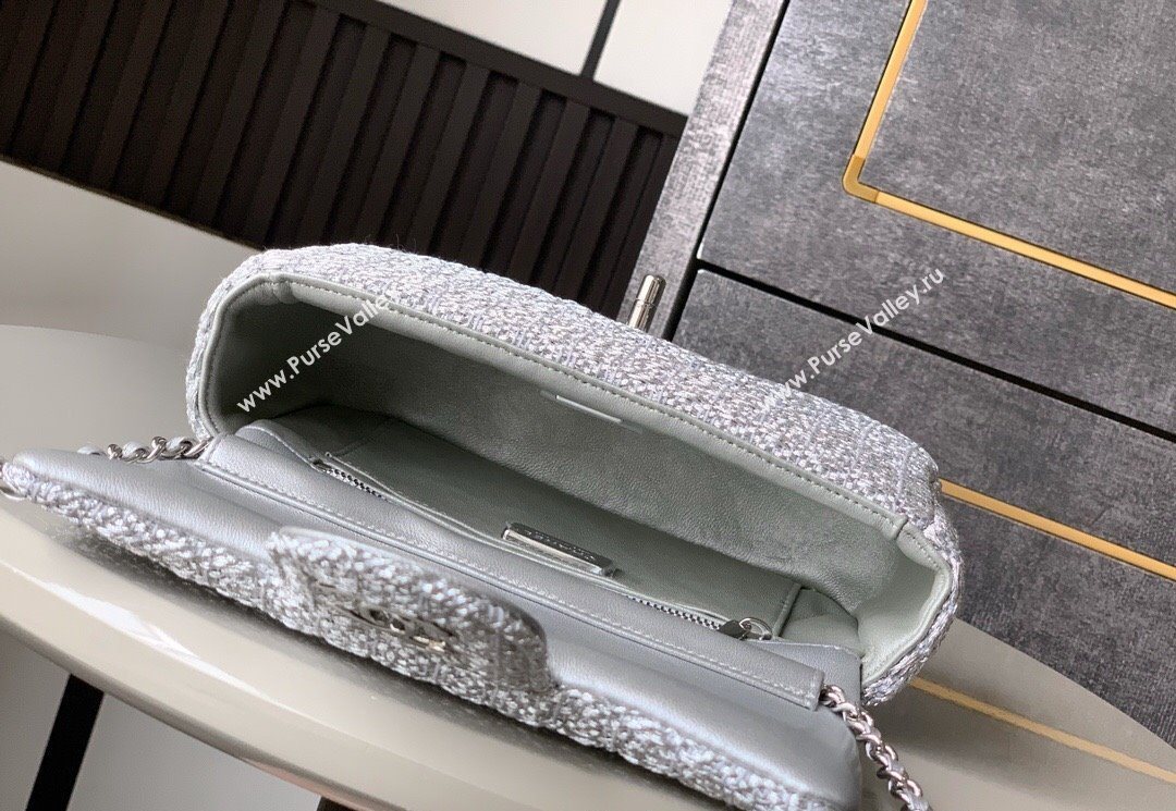 Chanel Braided Lurex Silver-Tone Metal Flap Bag AS5279 Silver 2025 (yezi-250526002)