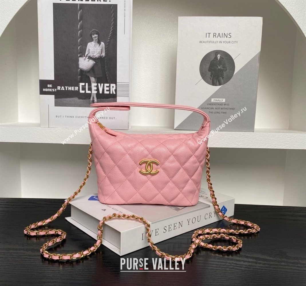 Chanel Grained Calfskin Clutch with Chain Pink 2025 AP4484 (yezi-250526018)
