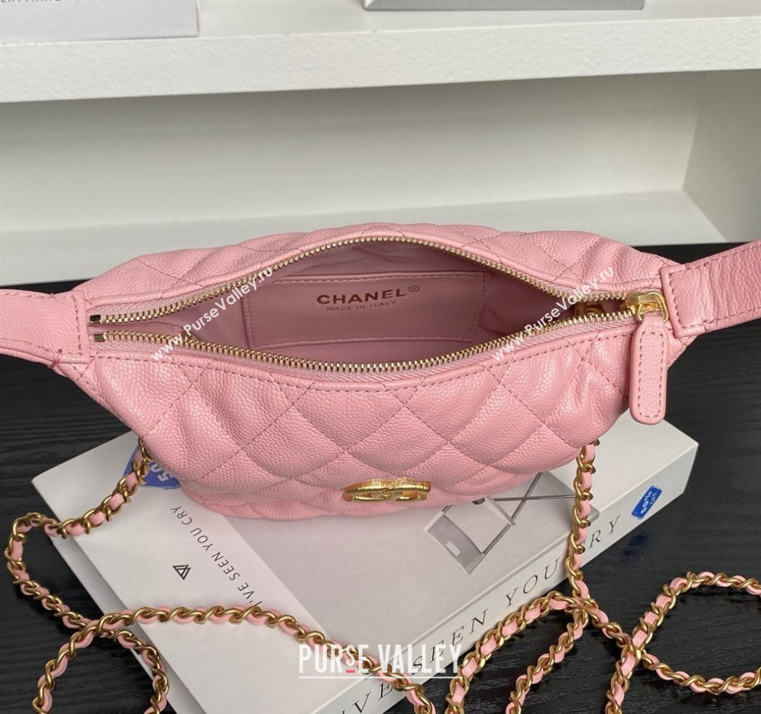 Chanel Grained Calfskin Clutch with Chain Pink 2025 AP4484 (yezi-250526018)