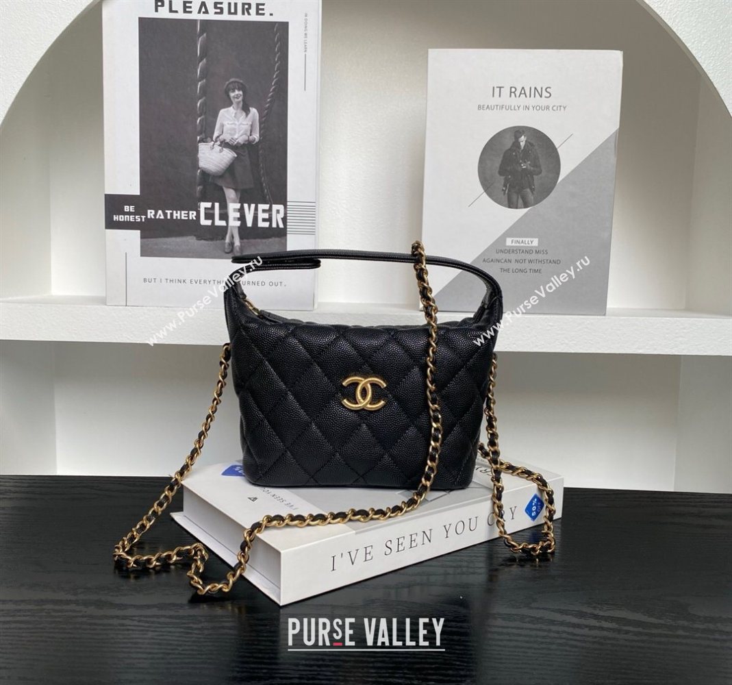 Chanel Grained Calfskin Clutch with Chain Black 2025 AP4484 (yezi-250526019)