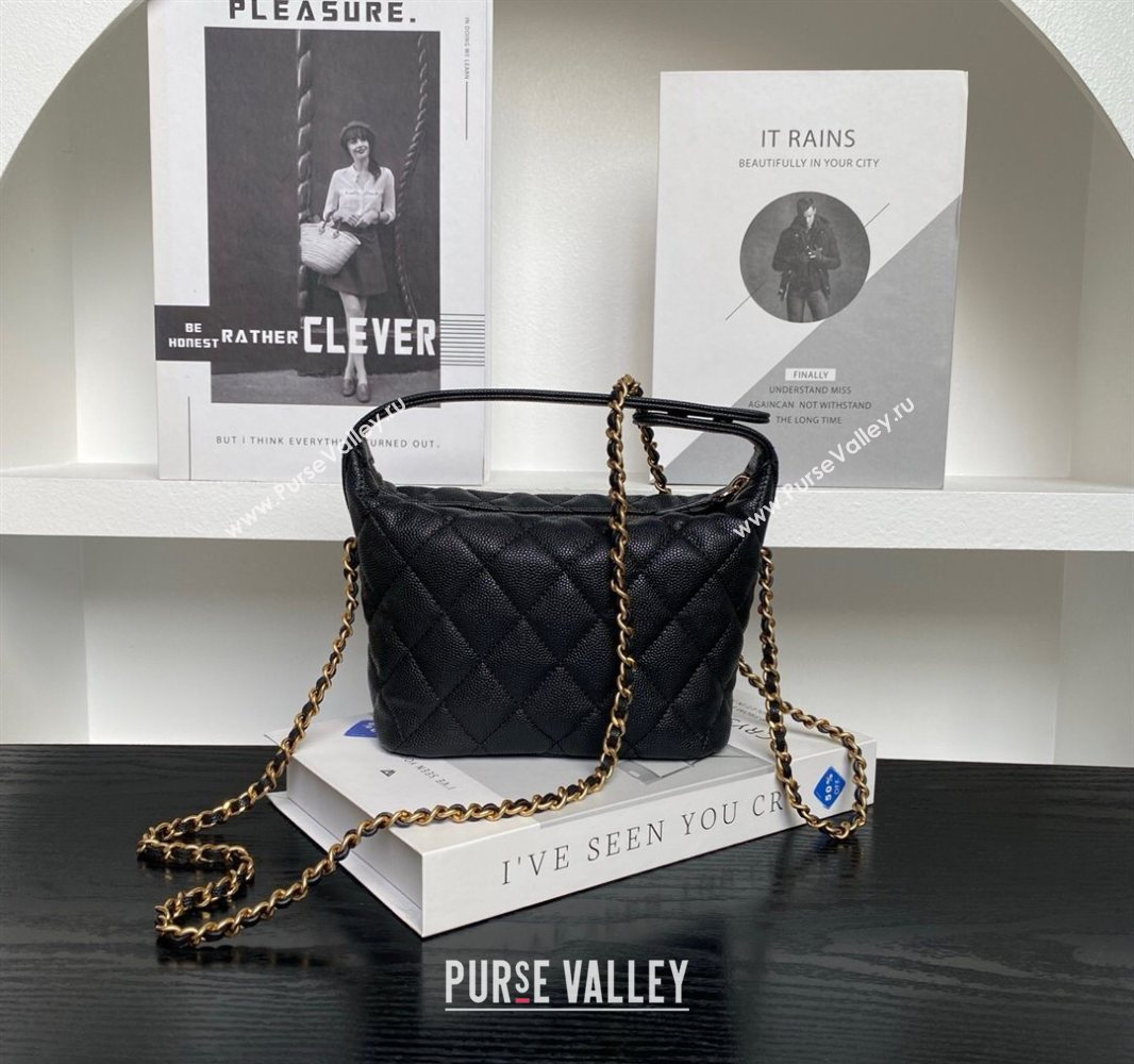 Chanel Grained Calfskin Clutch with Chain Black 2025 AP4484 (yezi-250526019)