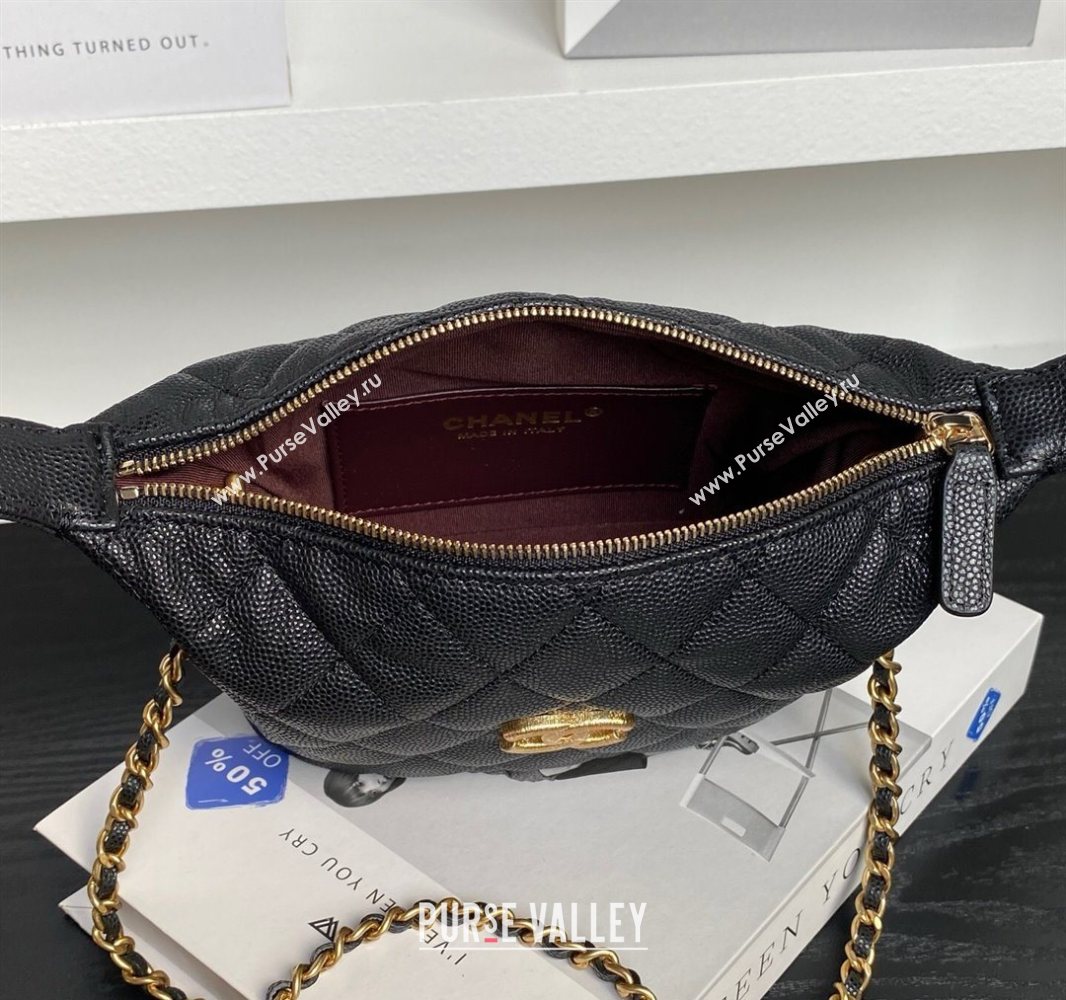 Chanel Grained Calfskin Clutch with Chain Black 2025 AP4484 (yezi-250526019)