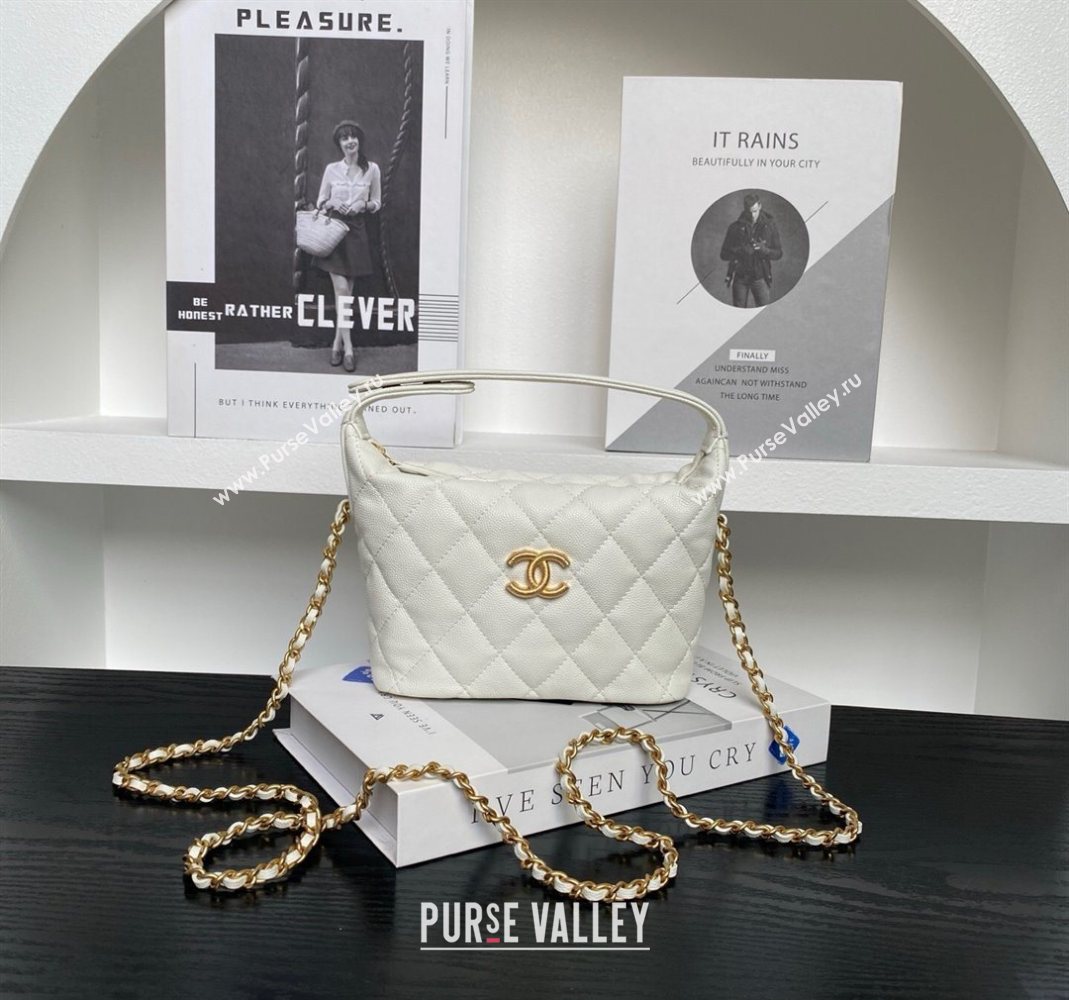 Chanel Grained Calfskin Clutch with Chain White 2025 AP4484 (yezi-250526020)