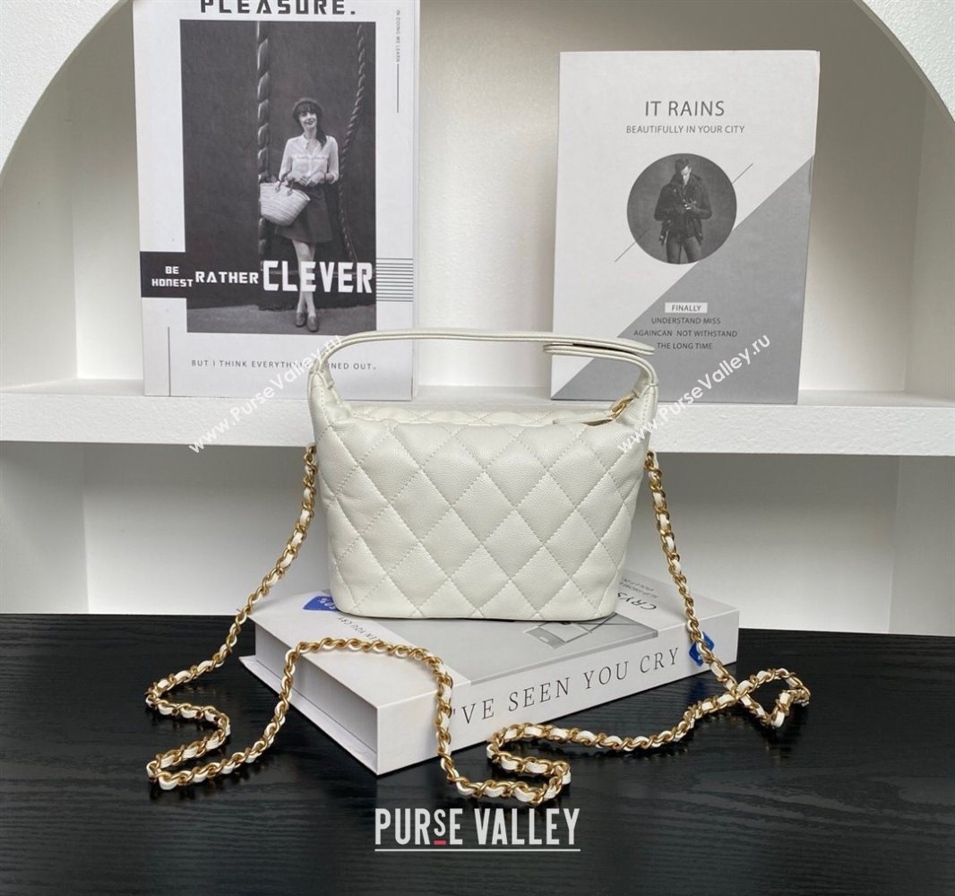 Chanel Grained Calfskin Clutch with Chain White 2025 AP4484 (yezi-250526020)