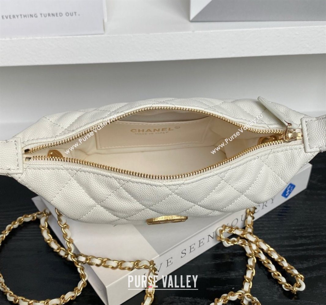 Chanel Grained Calfskin Clutch with Chain White 2025 AP4484 (yezi-250526020)
