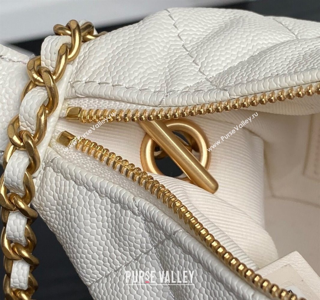 Chanel Grained Calfskin Clutch with Chain White 2025 AP4484 (yezi-250526020)
