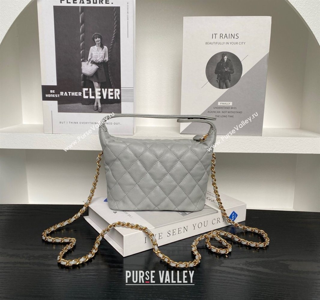 Chanel Grained Calfskin Clutch with Chain Grey 2025 AP4484 (yezi-250526021)