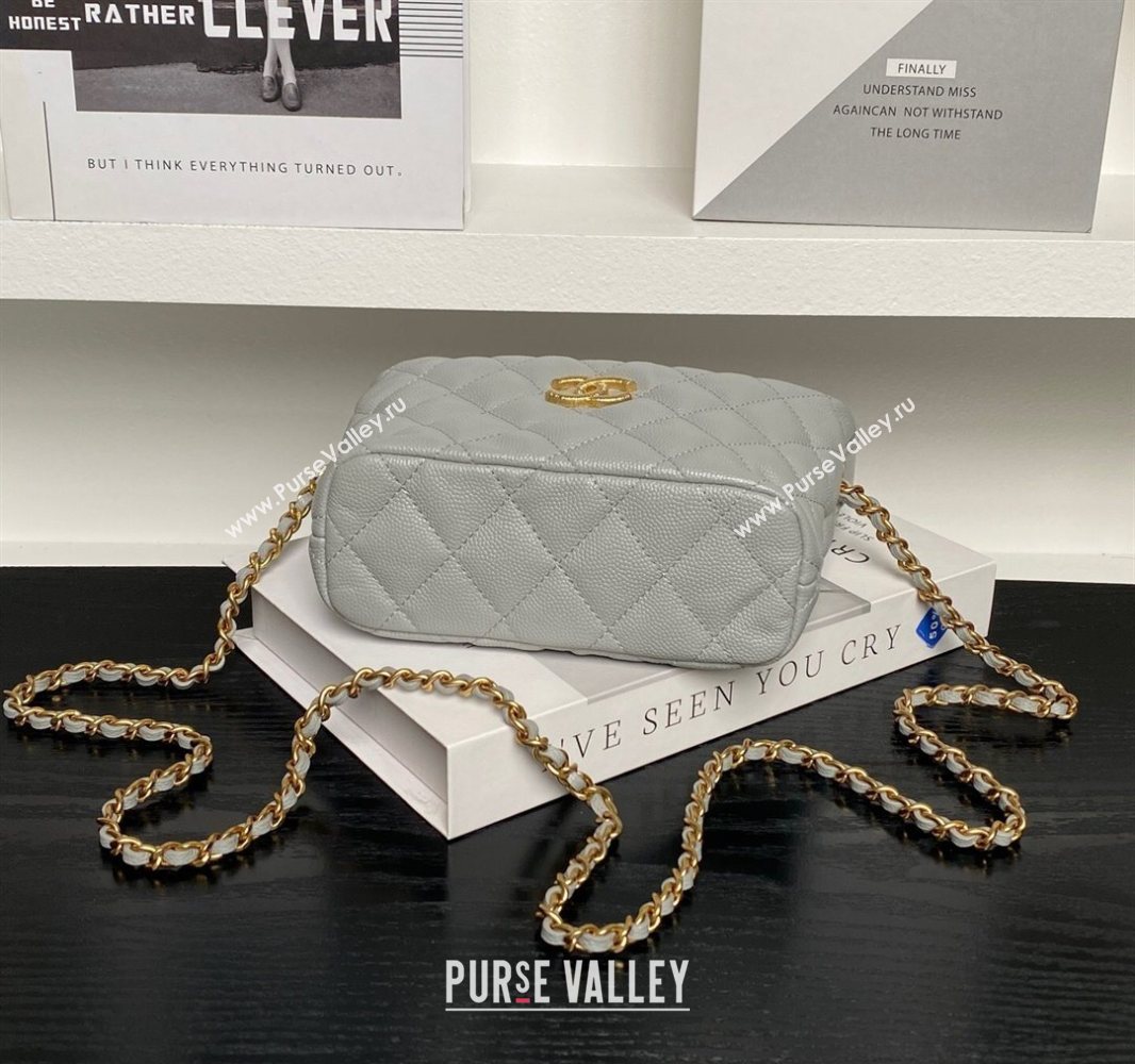 Chanel Grained Calfskin Clutch with Chain Grey 2025 AP4484 (yezi-250526021)