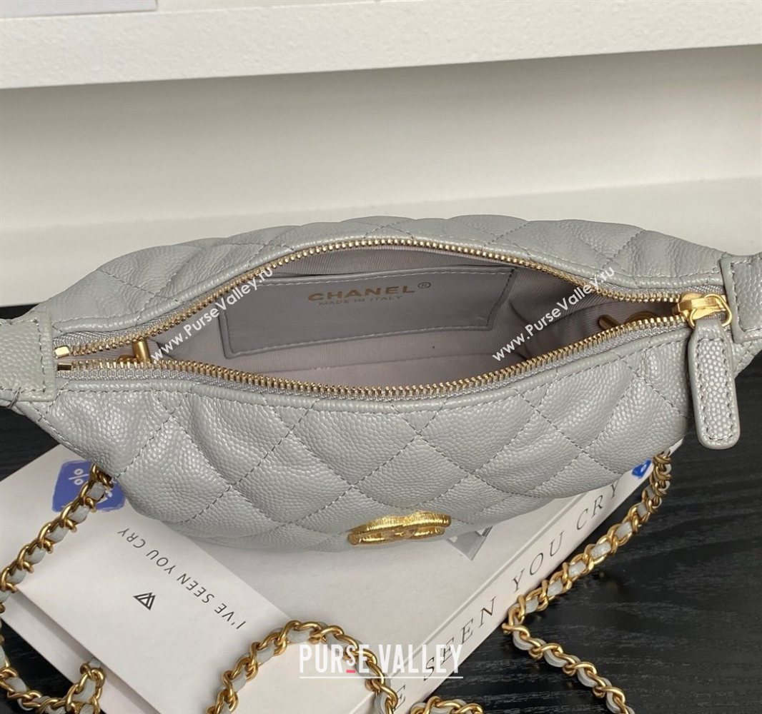 Chanel Grained Calfskin Clutch with Chain Grey 2025 AP4484 (yezi-250526021)