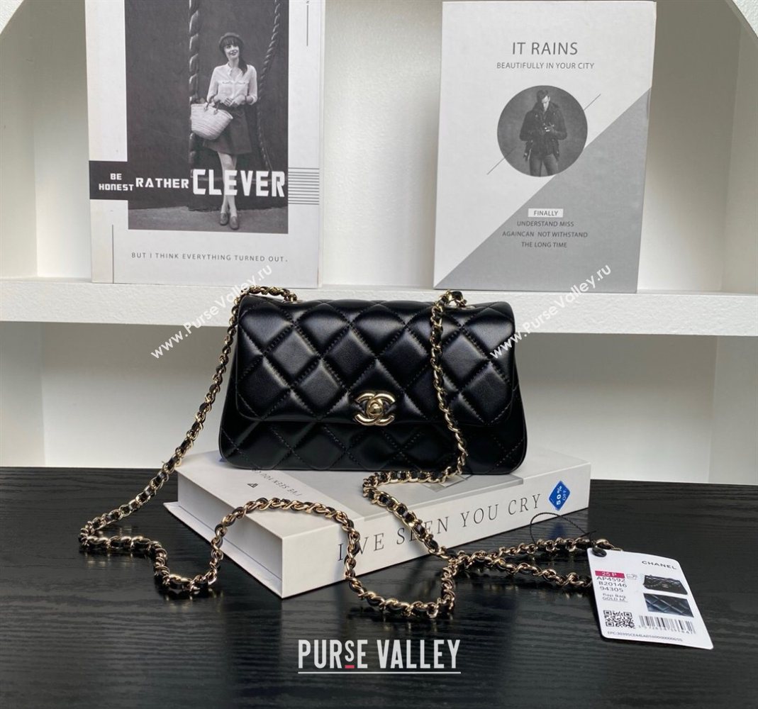Chanel Lambskin Clutch with Chain AP4592 Black 2025 (yezi-250526022)